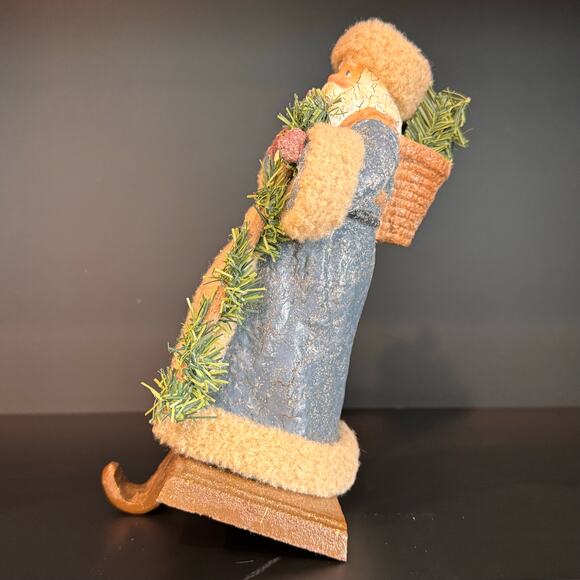Vintage Santa Stocking Hanger w/ Crackled Aged Finish and Faux Fur Accents, 8”H - Picture 6 of 7